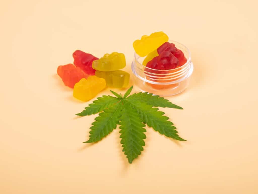 assorted cannabis thc jelly candies green leaf recreational drugs